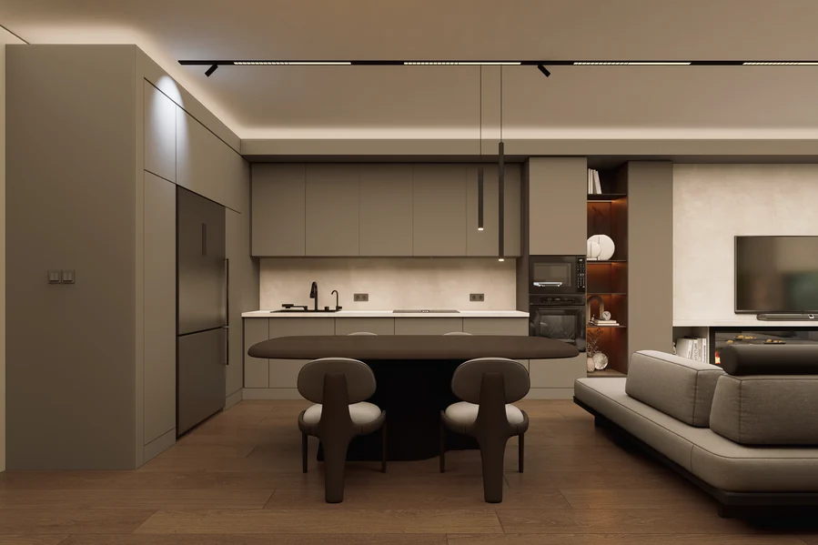 Nev Flat — Kitchen and dining area